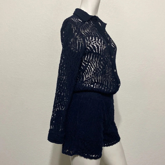 Maison Scotch Jolie Vagabond Navy Lace Crochet Romper Size S - Picture 7 of 9